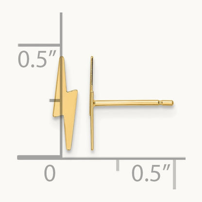 Polished Lightning Bolt Post Earrings, 14K