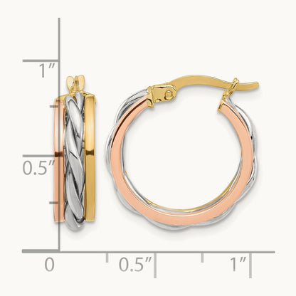 Tri-color Polished Hoop Earrings — 18.75mm