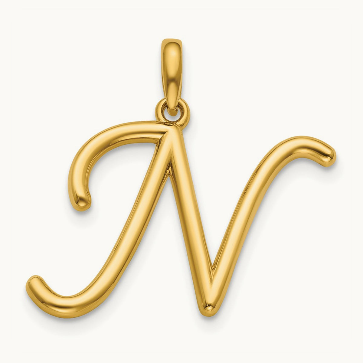 Fancy Letter N, 14K Yellow Gold