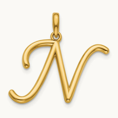 Fancy Letter N, 14K Yellow Gold