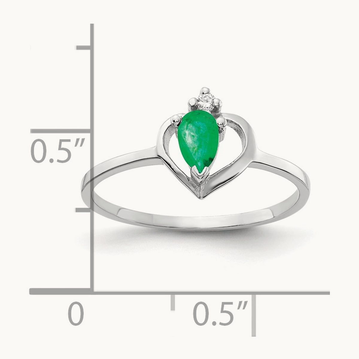 5x3mm Pear Emerald AA Diamond ring, 14K White Gold