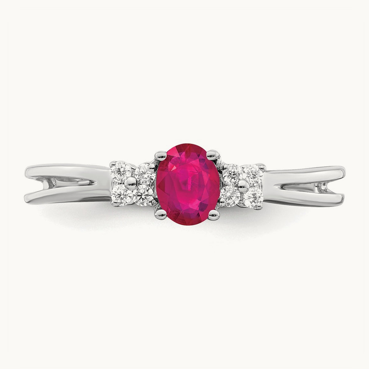 Oval Ruby and Diamond Ring, 14K White Gold