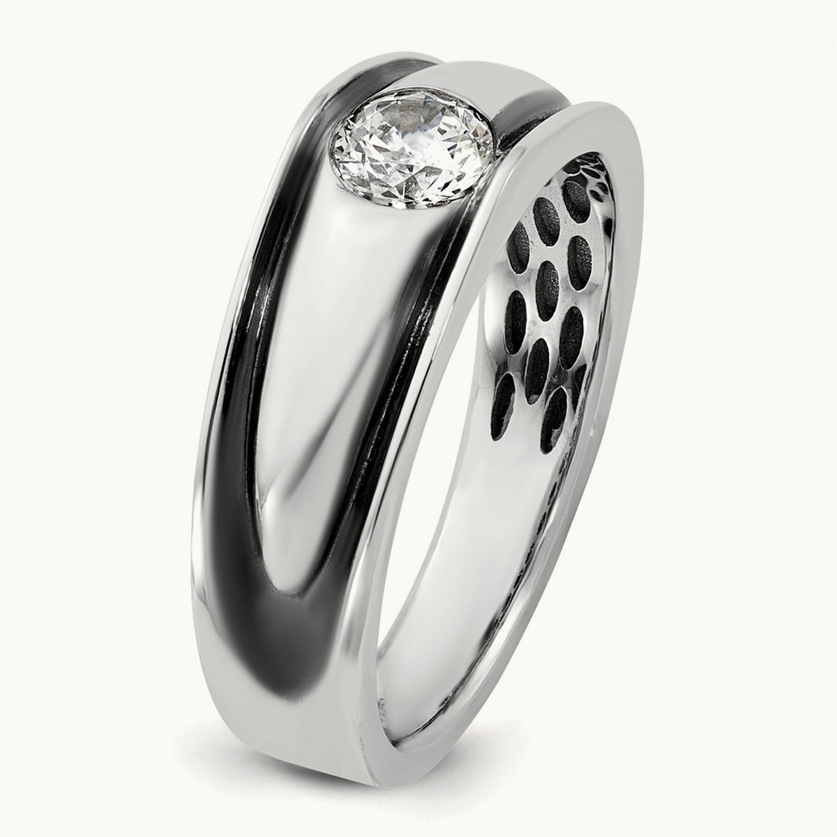 IB Goodman Black Rhodium Mens Complete 1/2ct Diamond Ring, 14K White Gold
