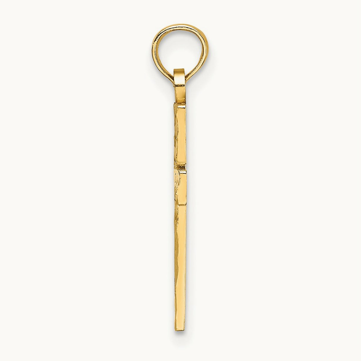 Diamond-cut Block Cross Charm — 14K Yellow Gold