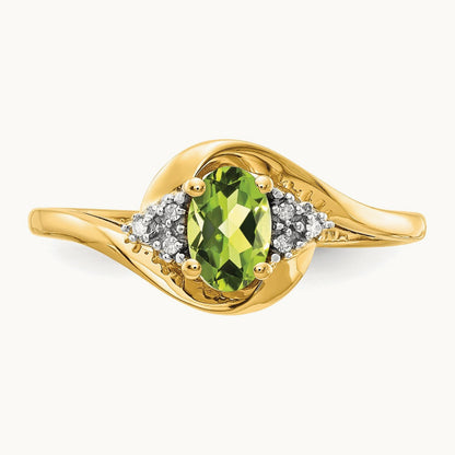 Peridot and Diamond Ring, 14K