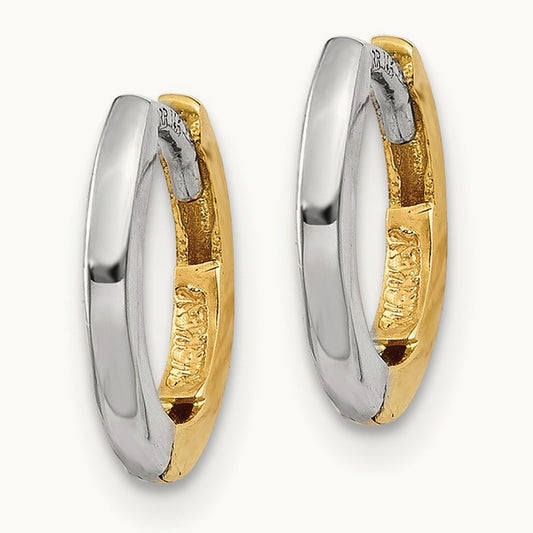 Mini Round Hinged Hoop Earrings, 1.35mm, 14K Two-tone