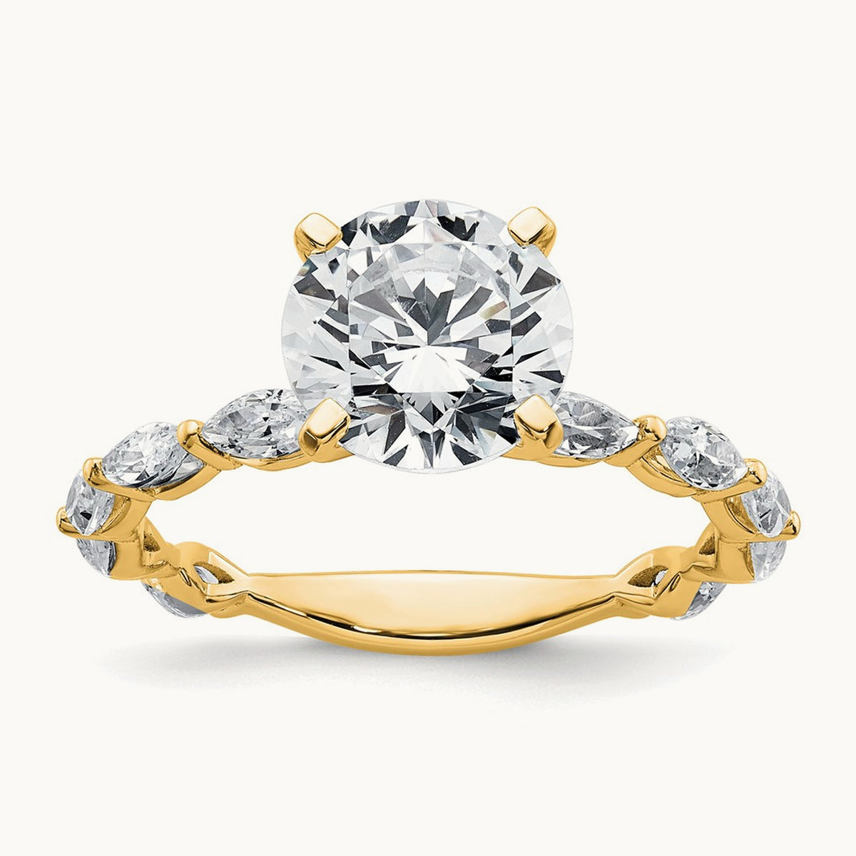 Round Semi-Mount Engagement Ring — 14K Yellow Gold, 7