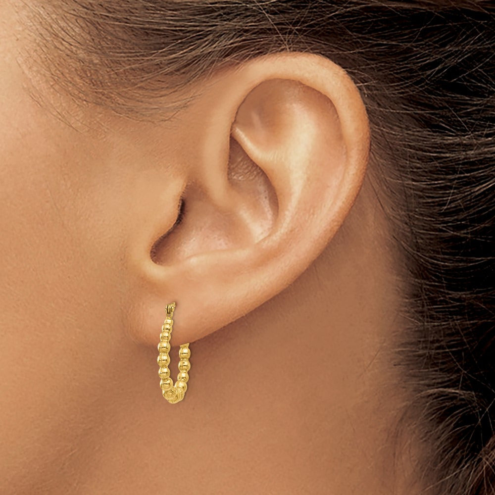Beaded Hoop Earrings — 14K Yellow Gold