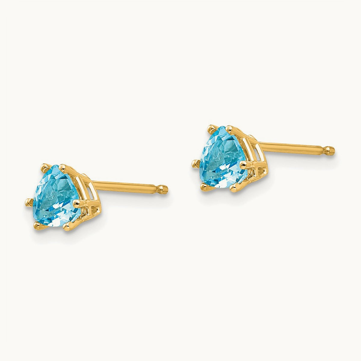 Trillion Blue Topaz Earrings, 5mm, 14K