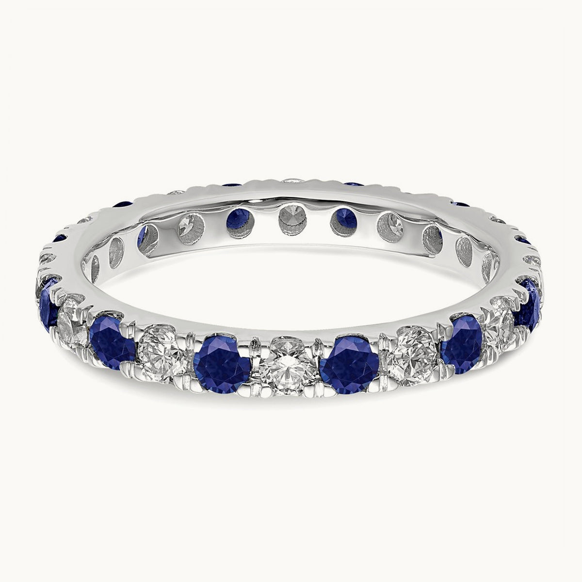 Created Sapphire Eternity Band, 0.25-0.75 ct tw Lab-Grown Diamond — 14K White Gold
