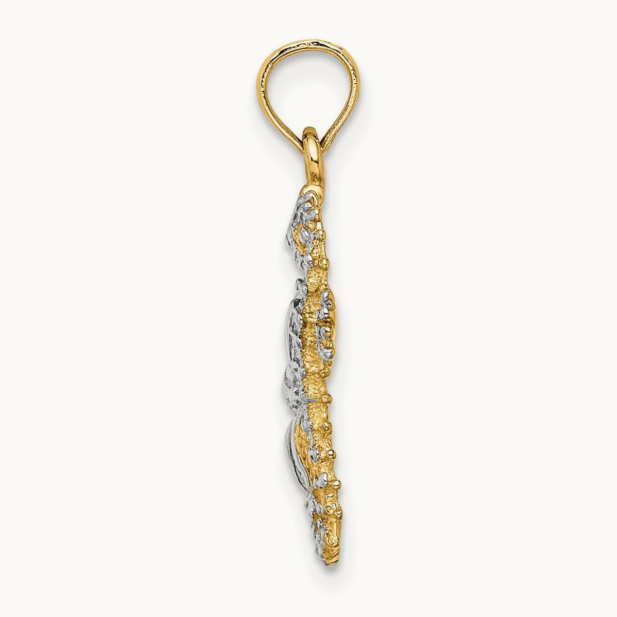 Starfish and Seahorse Charm, 14K with White Rhodium