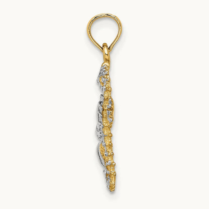 Starfish and Seahorse Charm, 14K with White Rhodium