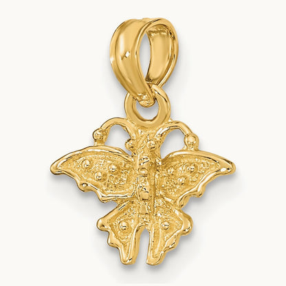 Textured Mini Butterfly Charm — 14K Yellow Gold