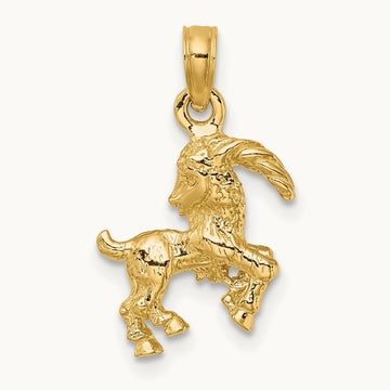 3-D Capricorn Zodiac Charm, 14K