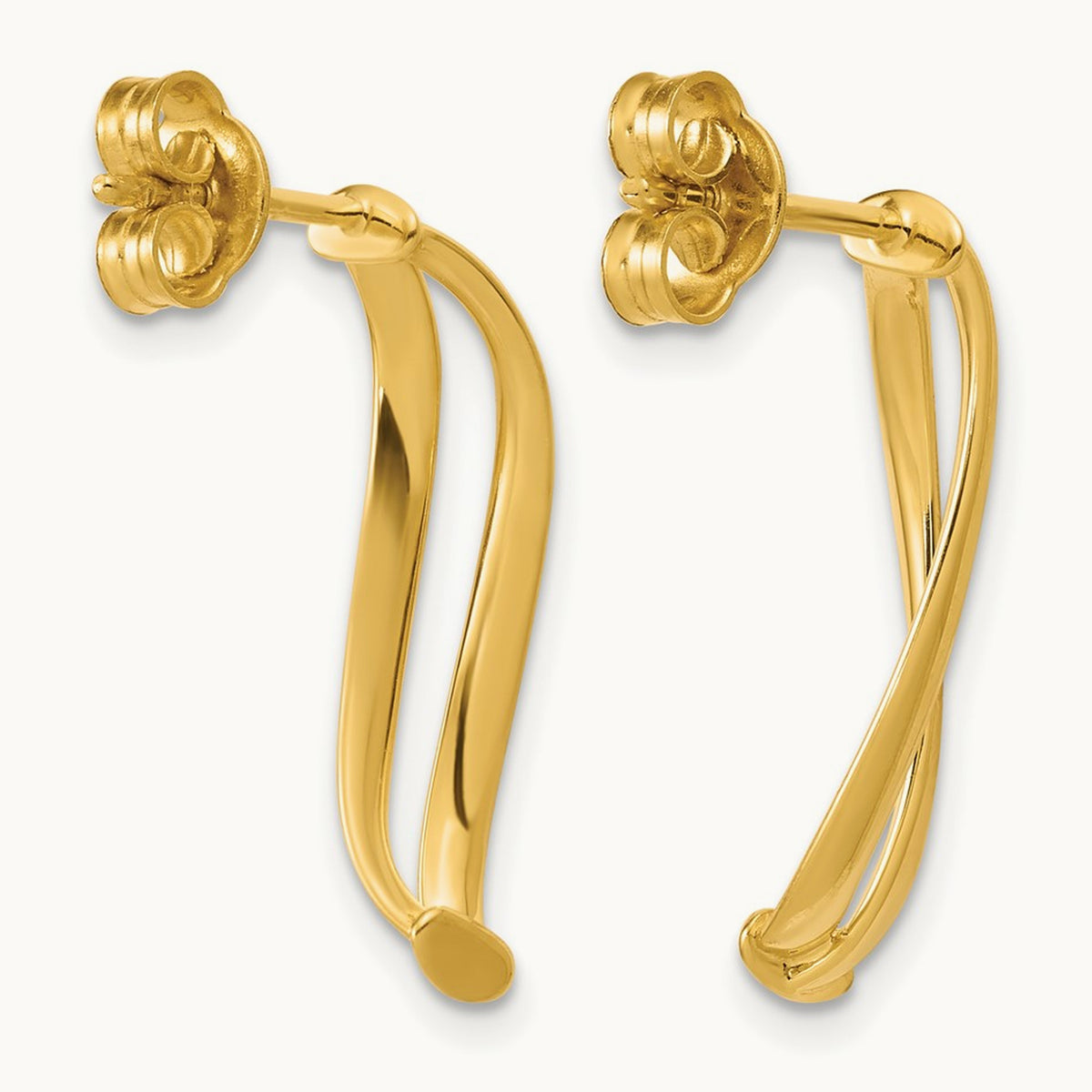 w/ Polished Curve Post Earrings — Leslie's — 14K Yellow Gold
