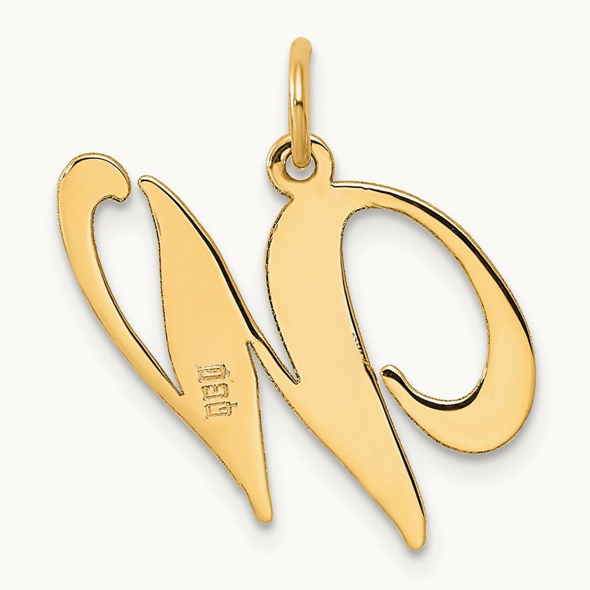 Large Fancy Script Initial Charm — 14K Yellow Gold, W