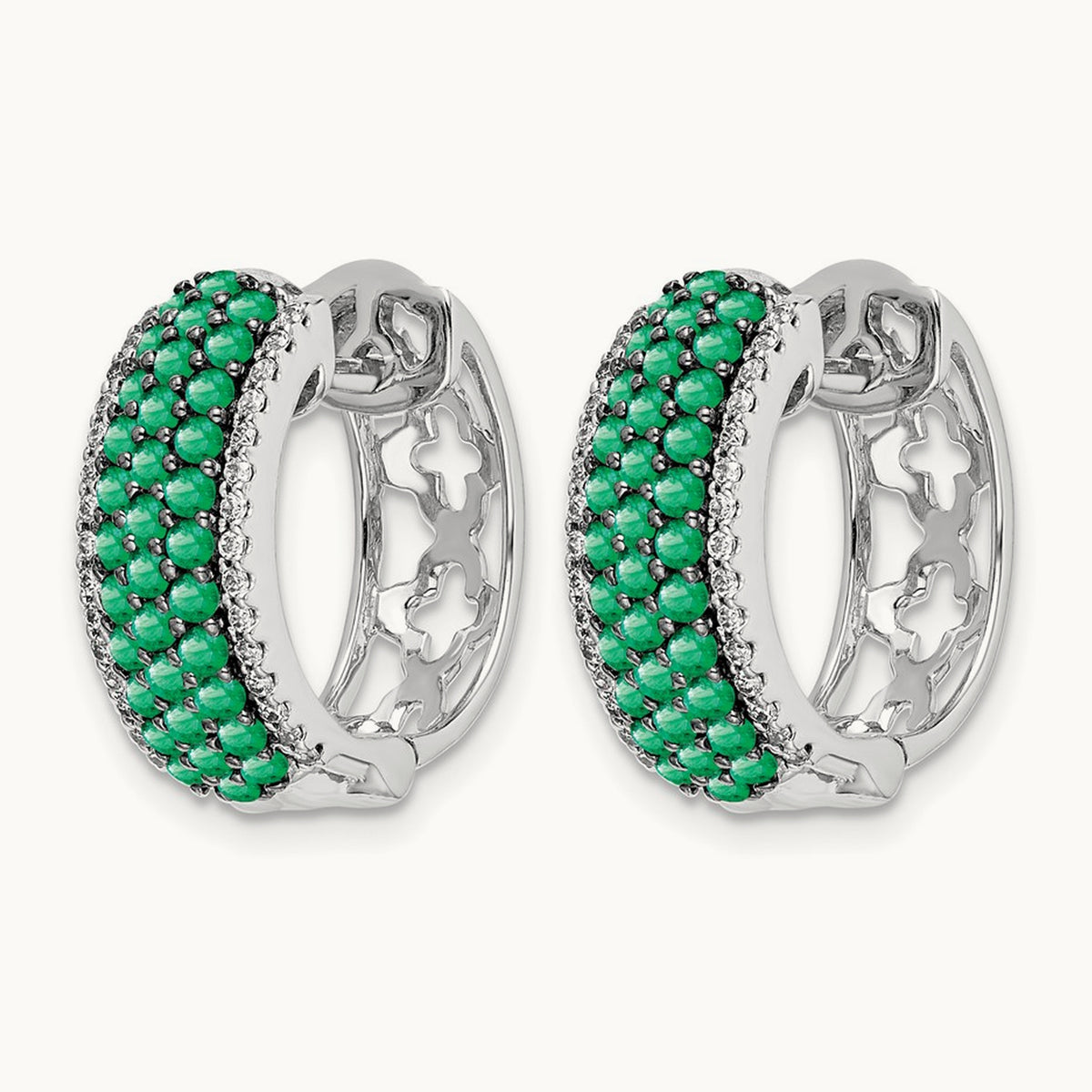 Diamond and Emerald Hinged Hoop Earrings — photo set
