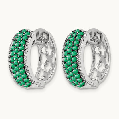 Diamond and Emerald Hinged Hoop Earrings — photo set
