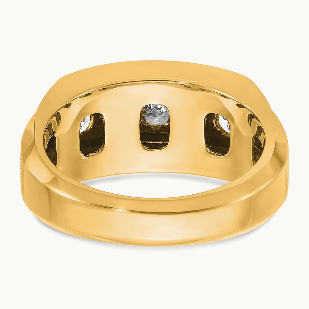 3 Row Men's Ring, 1.75 ct tw Lab-Grown Diamond — 14K Yellow Gold