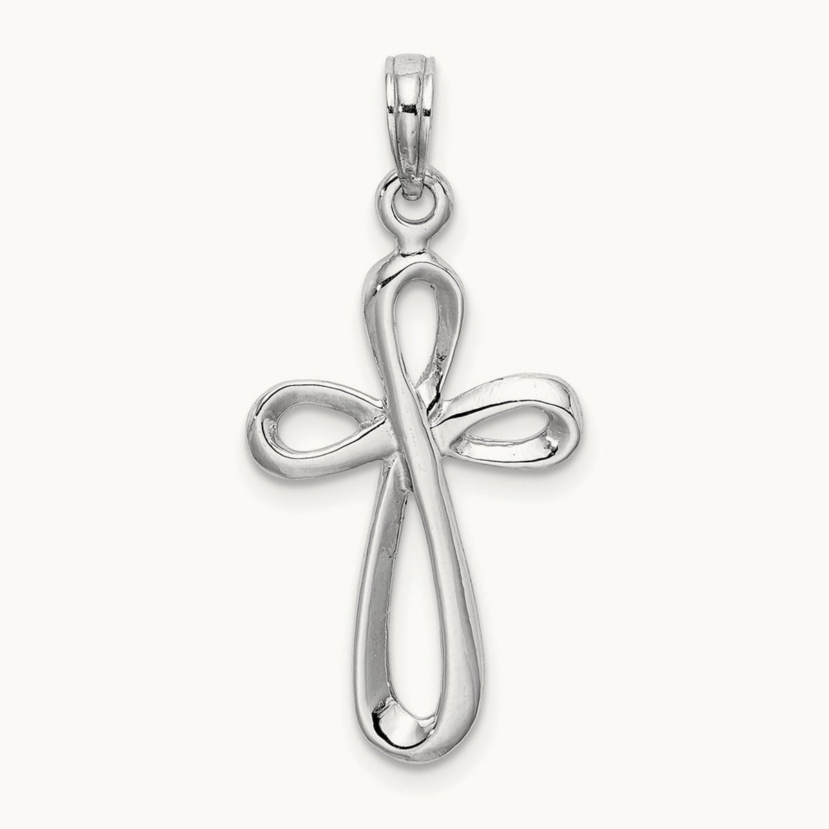 Polished Cross Pendant — 14K White Gold