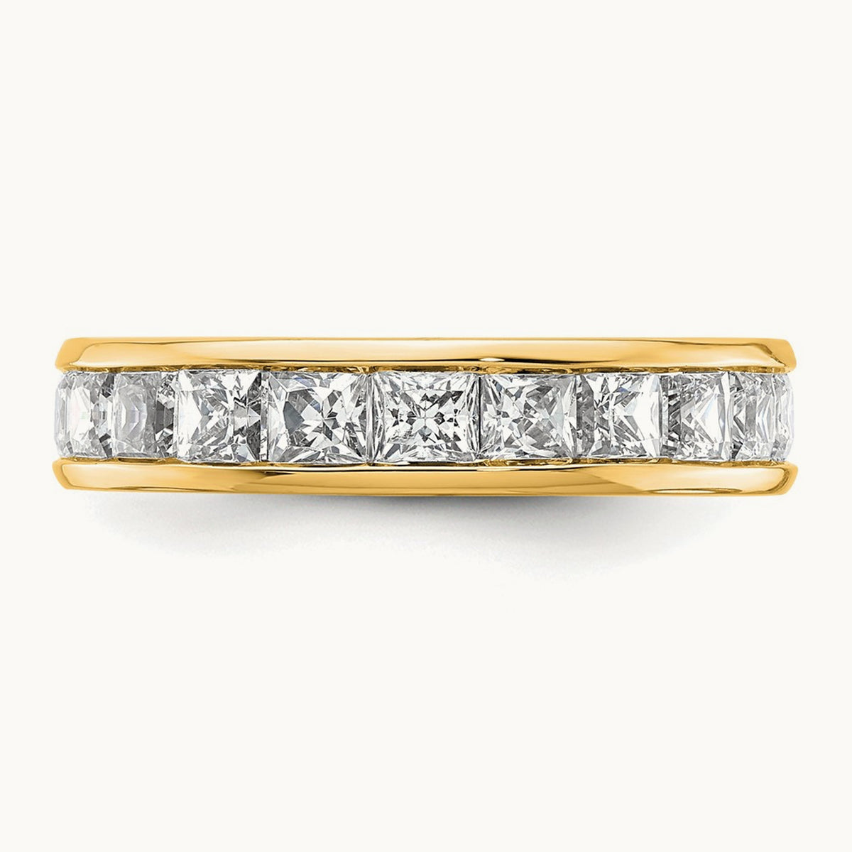 Polished Princess Channel Set Diamond Eternity Band, 3.00 ct tw — 14K Yellow Gold