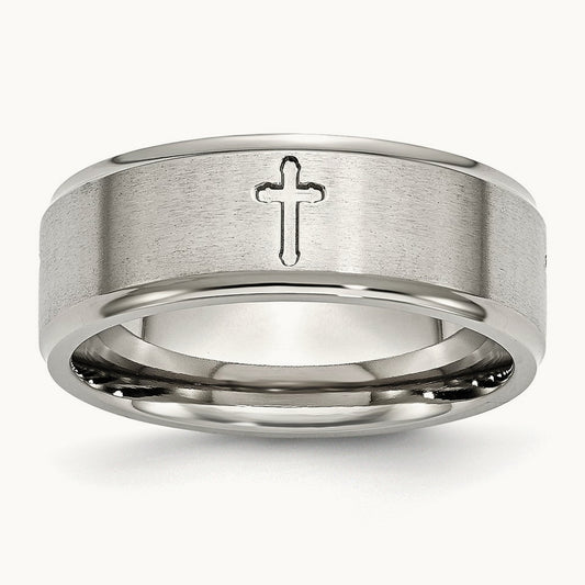 Brushed and Polished Cross Ridged Edge Band — photo set