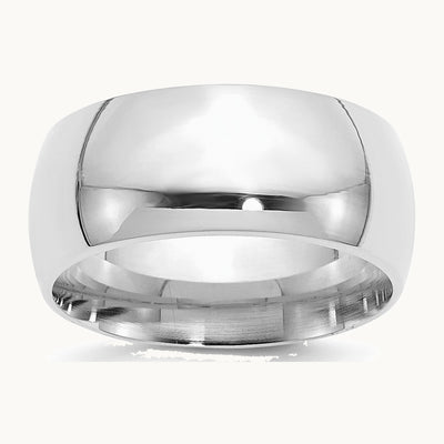 Sterling Silver Rhodium-plated 10mm Comfort Fit Band