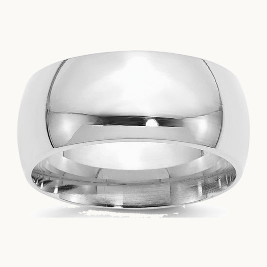 Sterling Silver Rhodium-plated 10mm Comfort Fit Band