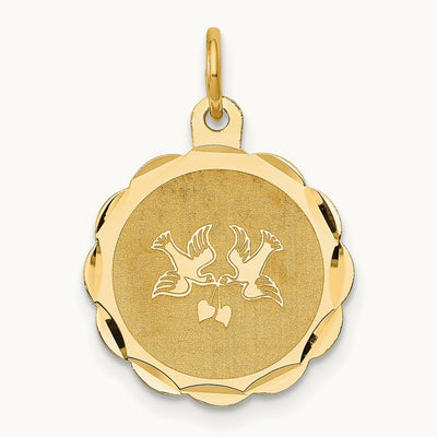 Love Birds Disc Charm, 14K