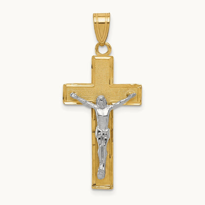 Diamond-cut Crucifix Pendant, 14K Two-tone