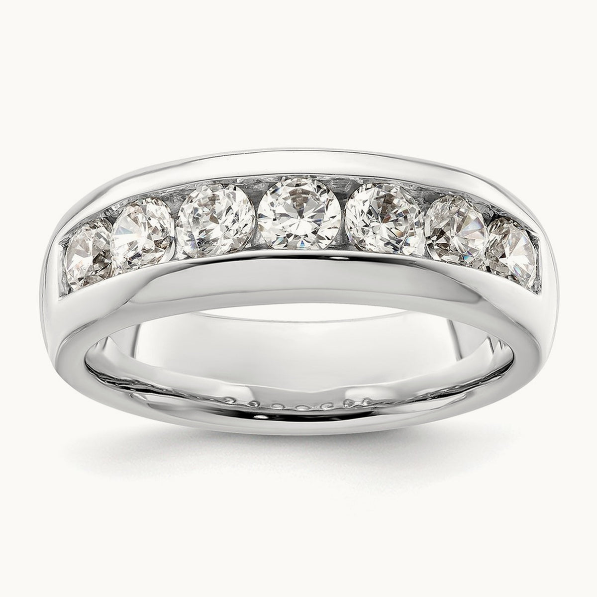7-Stone Diamond Channel Band, 14K White Gold