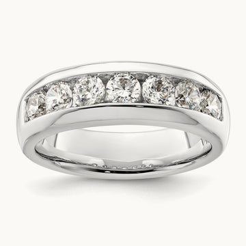 7-Stone Diamond Channel Band, 14K White Gold