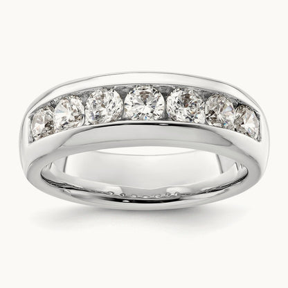 7-Stone Diamond Channel Band, 14K White Gold