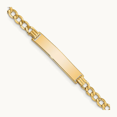 Semi-Solid Curb Link 6.75in Id Bracelet — 14K Yellow Gold