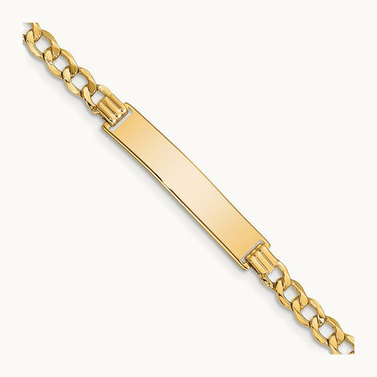 Semi-Solid Curb Link 6.75in Id Bracelet — 14K Yellow Gold