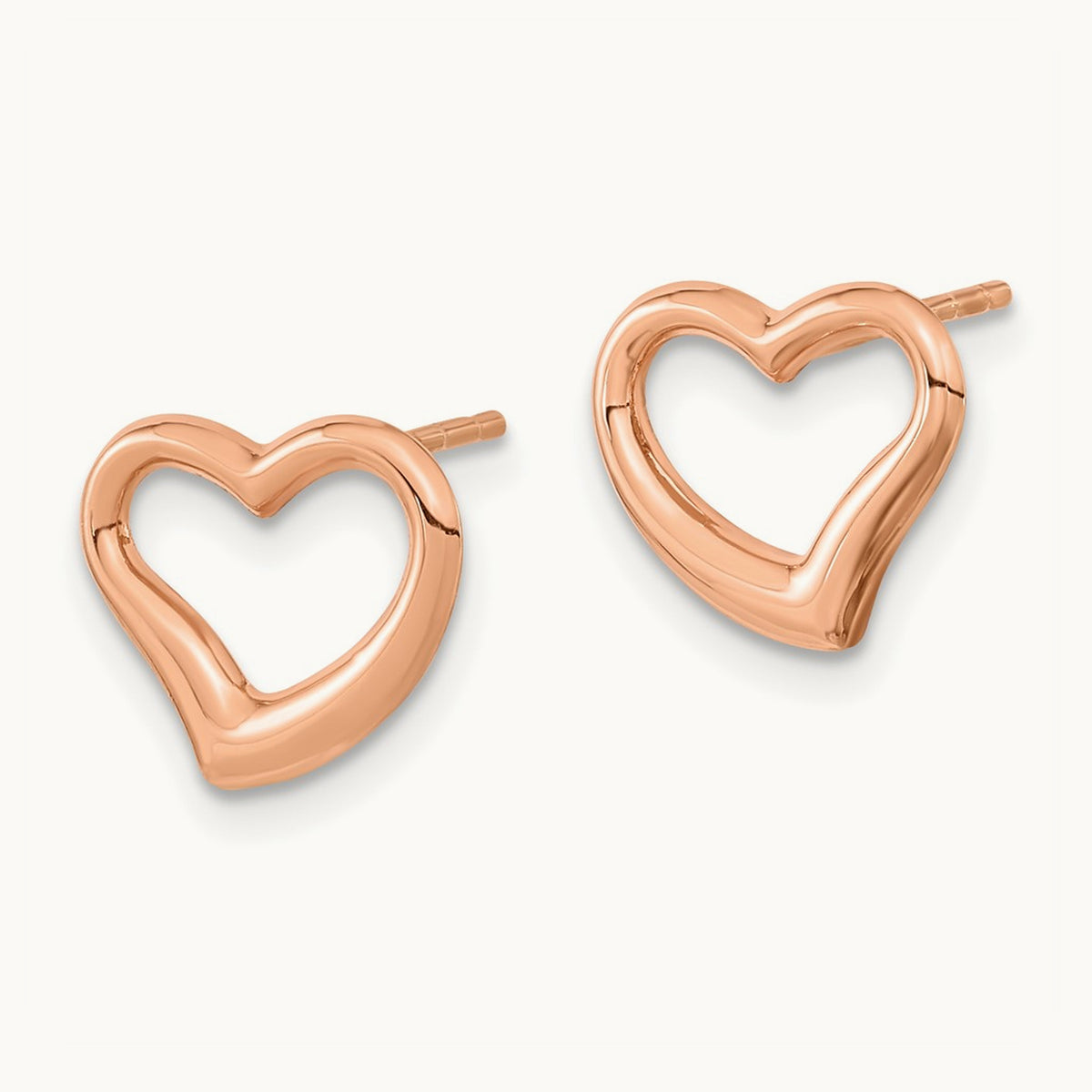 Polished Heart Post Earrings, 14K Rose Gold