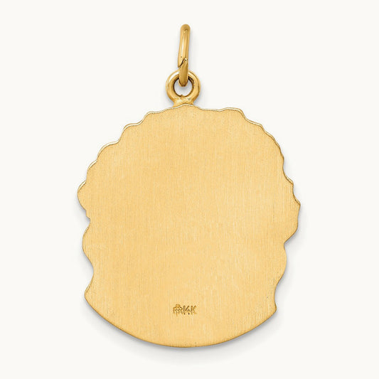 Hollow Polished/Satin Medium Jesus Medal, 14K