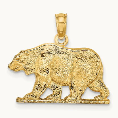 Textured Bear Charm, 14K