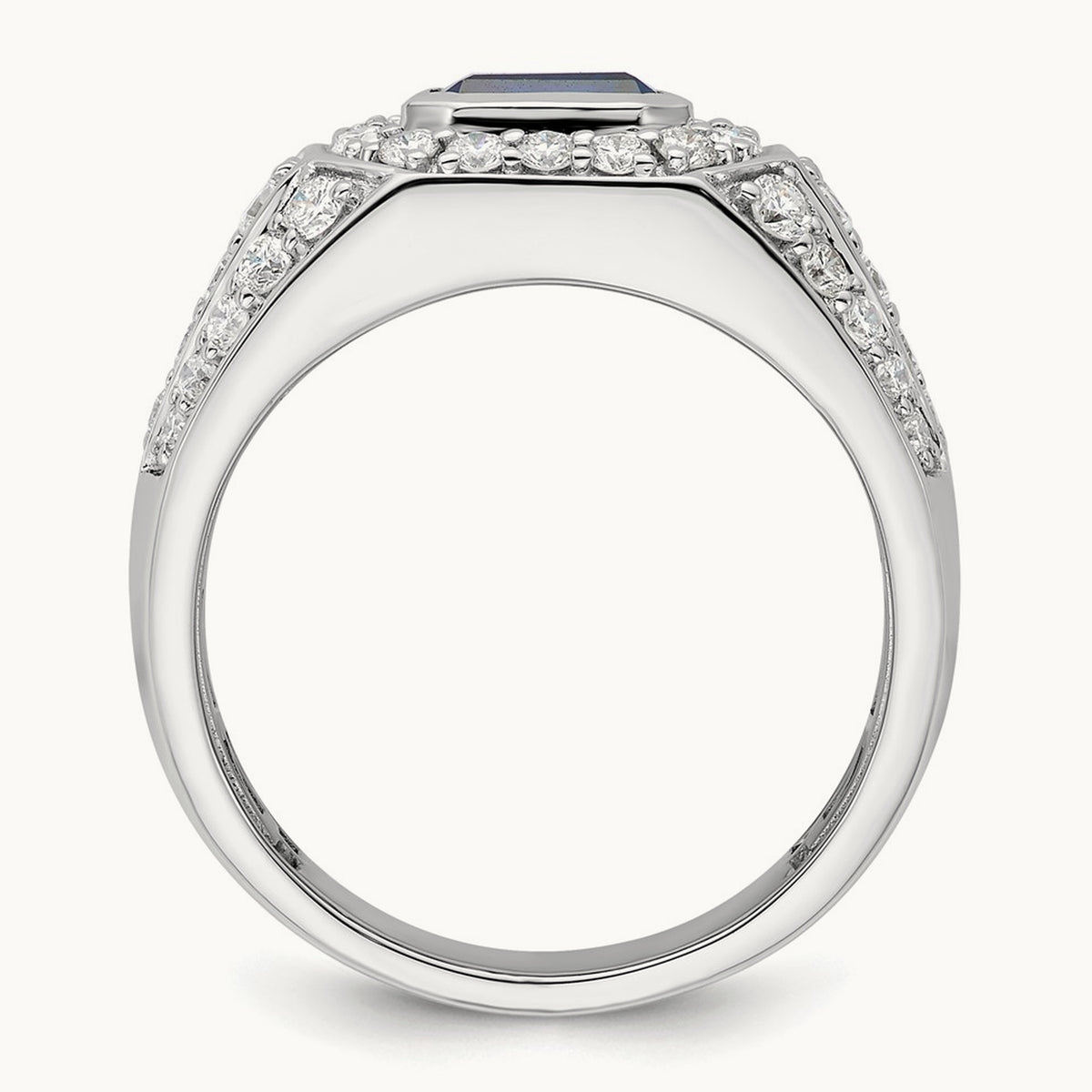 Created Sapphire Men's Ring, 2.00 ct tw Lab-Grown Diamond