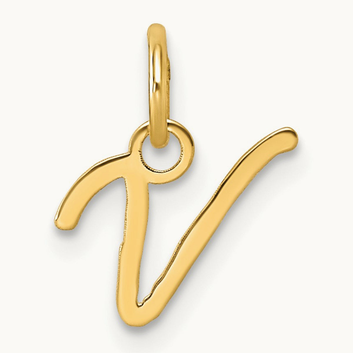 Uppercase Initial Charm — 14K Yellow Gold, V