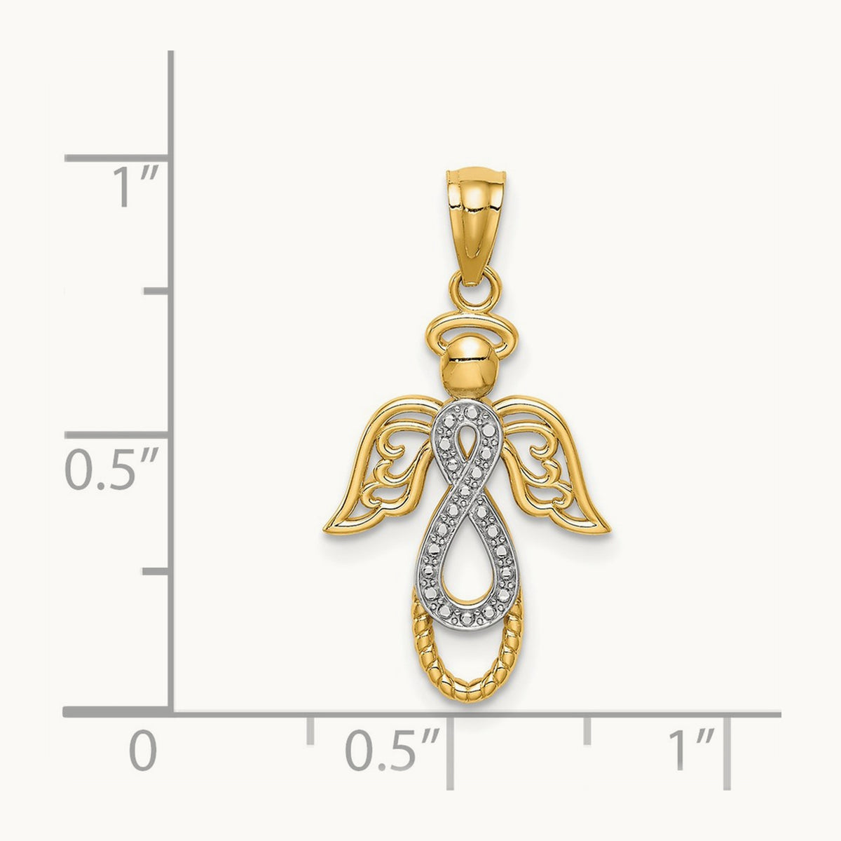 W/Rhodium Infinity Angel Pendant, 14K