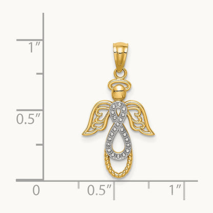 W/Rhodium Infinity Angel Pendant, 14K