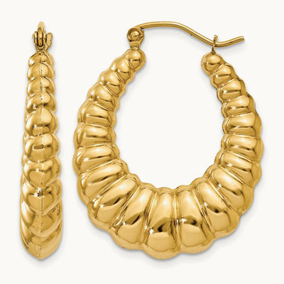 Polished Scalloped Hoop Earrings — 23.75mm
