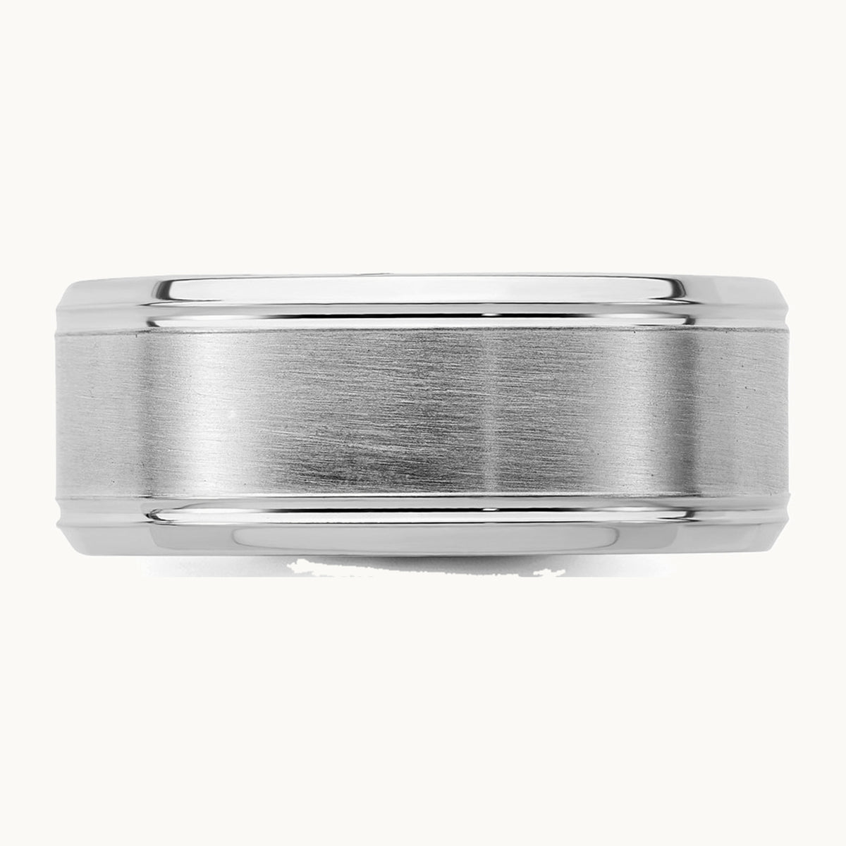 Sterling Silver Rhodium-plated 8mm Brushed Fancy Band