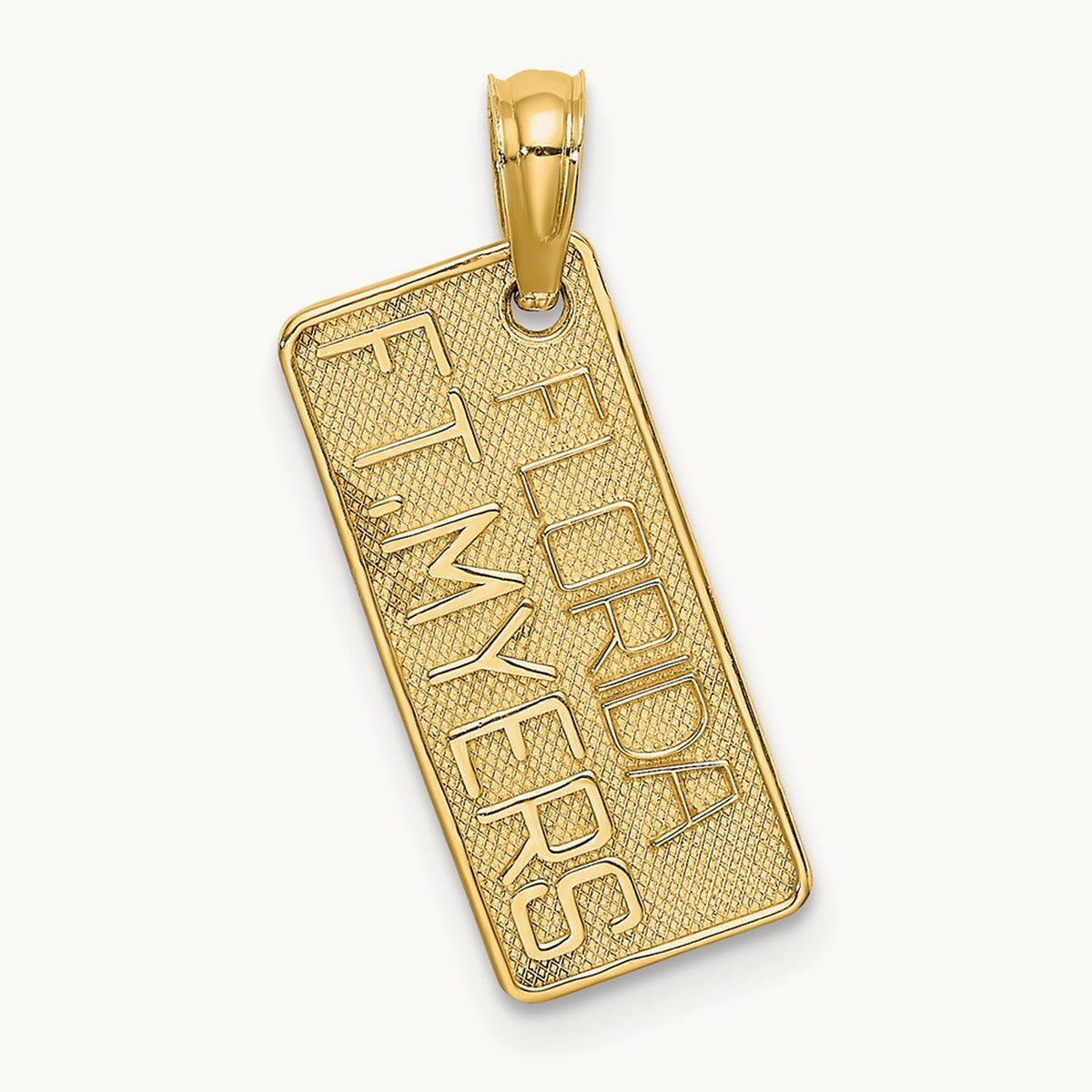 Textured FT. MYERS FLORIDA License Plate Charm, 14K