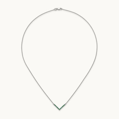 Emerald 18in. V-Necklace, 14K White Gold