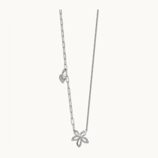 Flower & Heart Necklace, 0.10 ct tw Lab-Grown Diamond