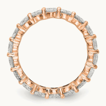 Polished Shared Prong 3ct Diamond Eternity Band, 14K Rose Gold