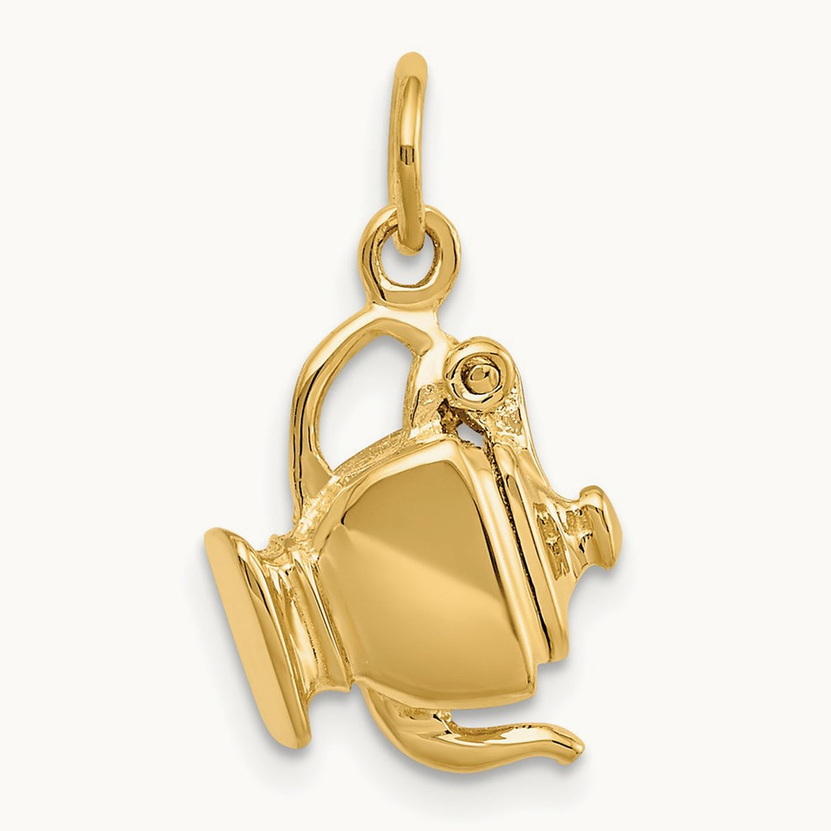3-D Tea Pot Lid Opens Charm, 14K
