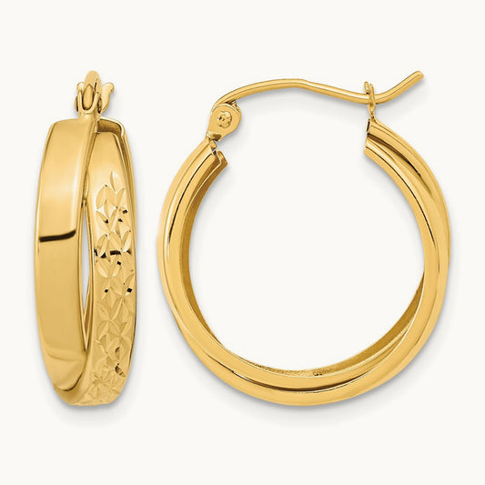 Polished Diamond-cut Twist Hoop Earrings — photo set